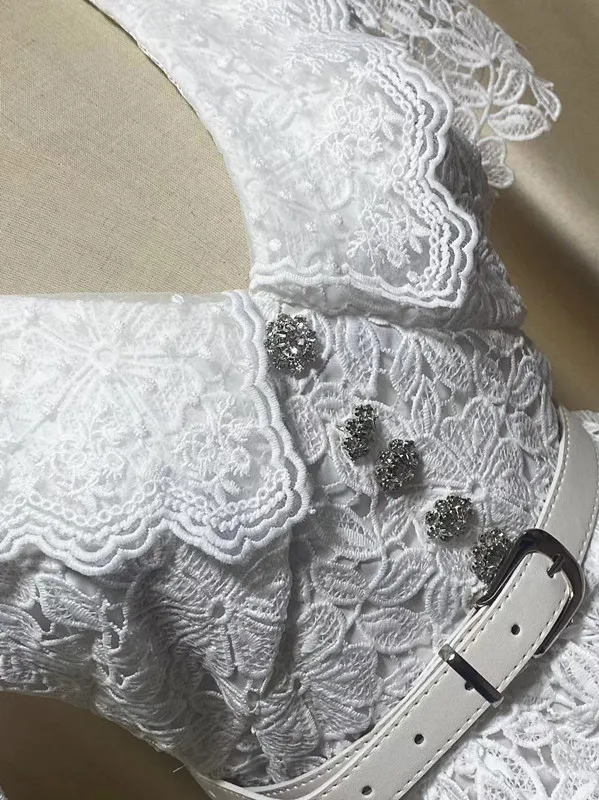 Высокое качество 2024 новинка лета белое платье цвета слоновой кости с короткими