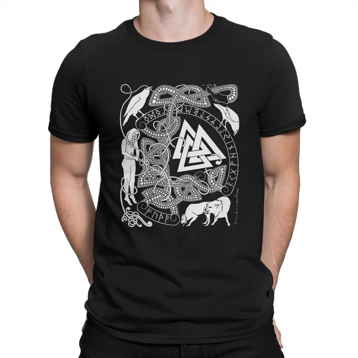 

Men's T-Shirts Woden Awesome Pure Cotton Tees Short Sleeve Valknut T Shirts Round Neck Clothing Graphic Printed