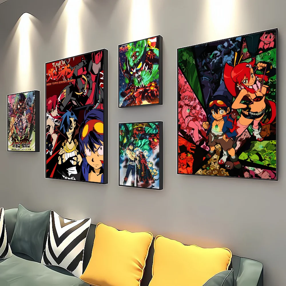 Tengen Toppa Gurren Lagann аниме постеры липкие белые бумажные наклейки DIY комната бар кафе