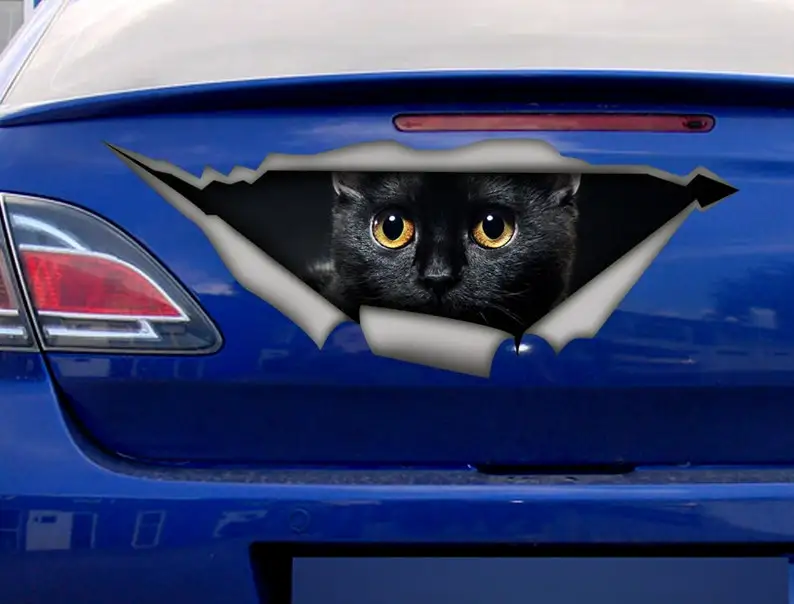 Наклейка в виде черной кошки забавная наклейка |
