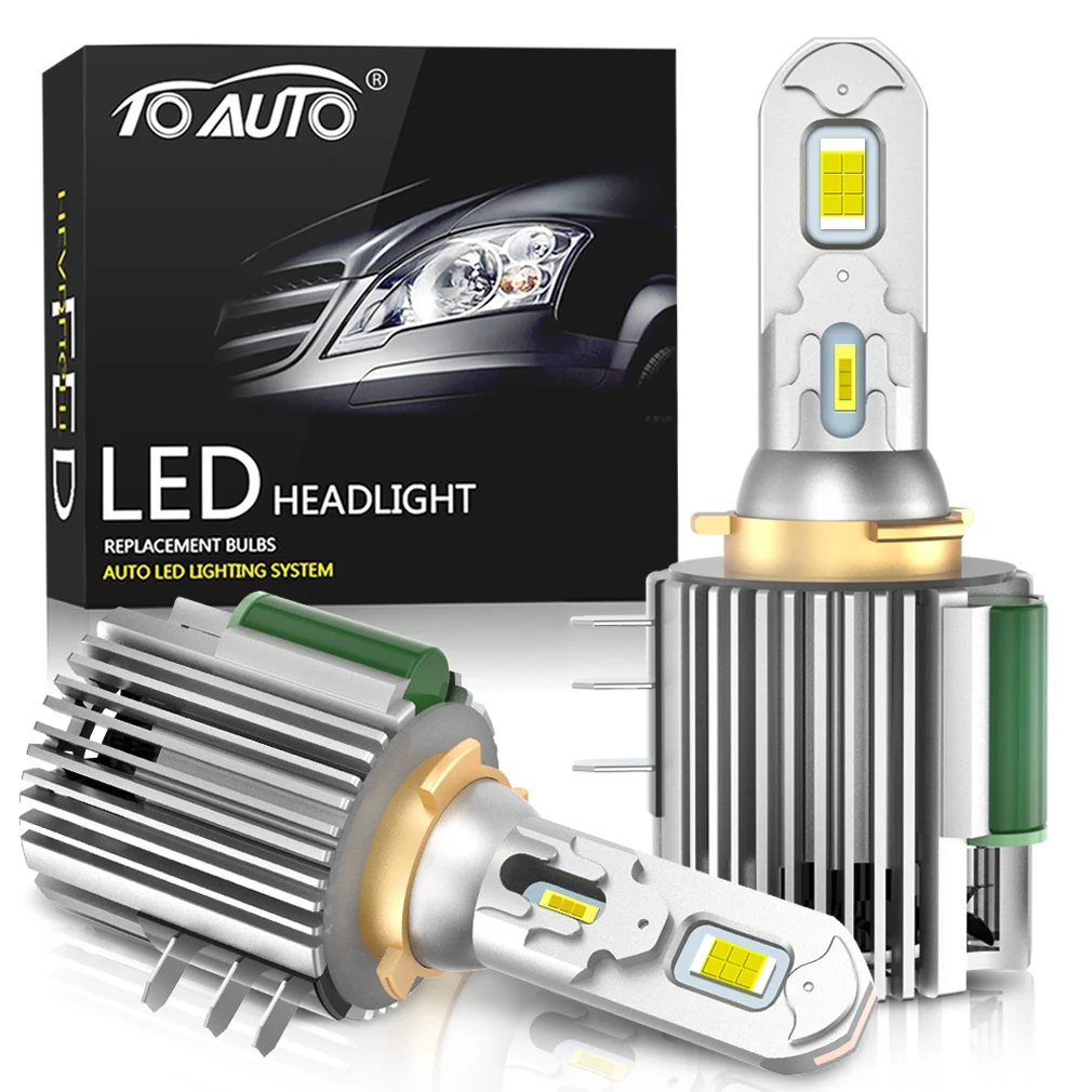 2Pcs H15 LED Bulbs Car Headlight High Beam Day Driving Running Light 12V 6500K White Auto Lamp Canbus For Golf 6 VW Audi BMW