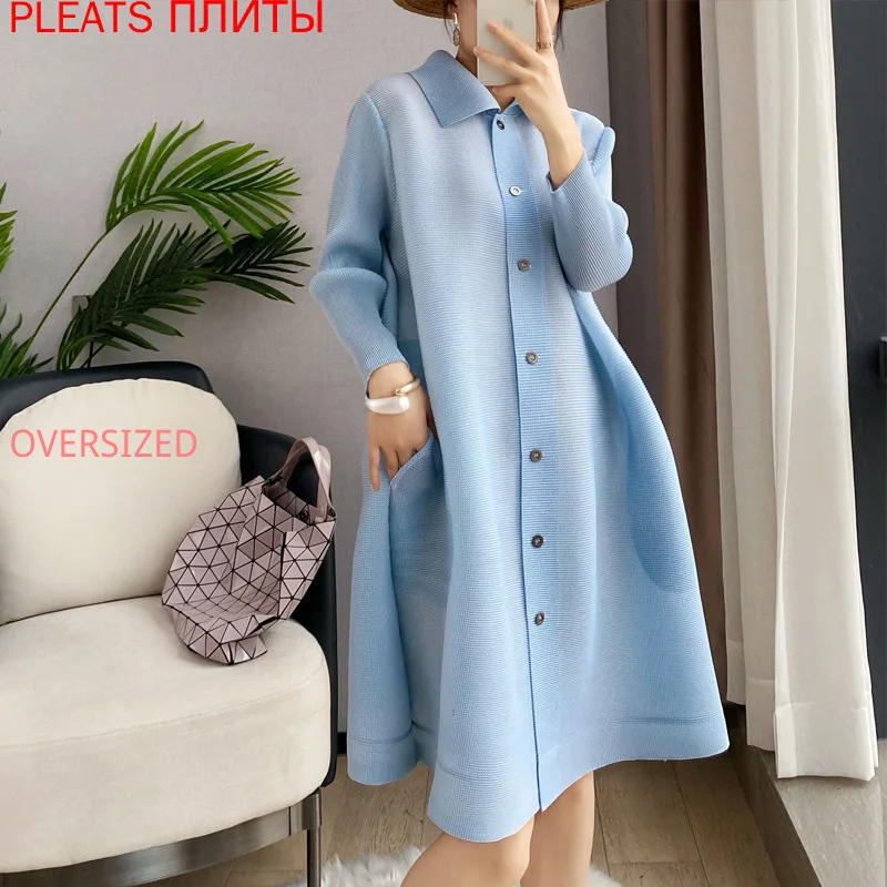 

Японская плиссированная куртка Miyake, однобортный кардиган средней длины с воротником-стойкой, ветровка, Кондиционер