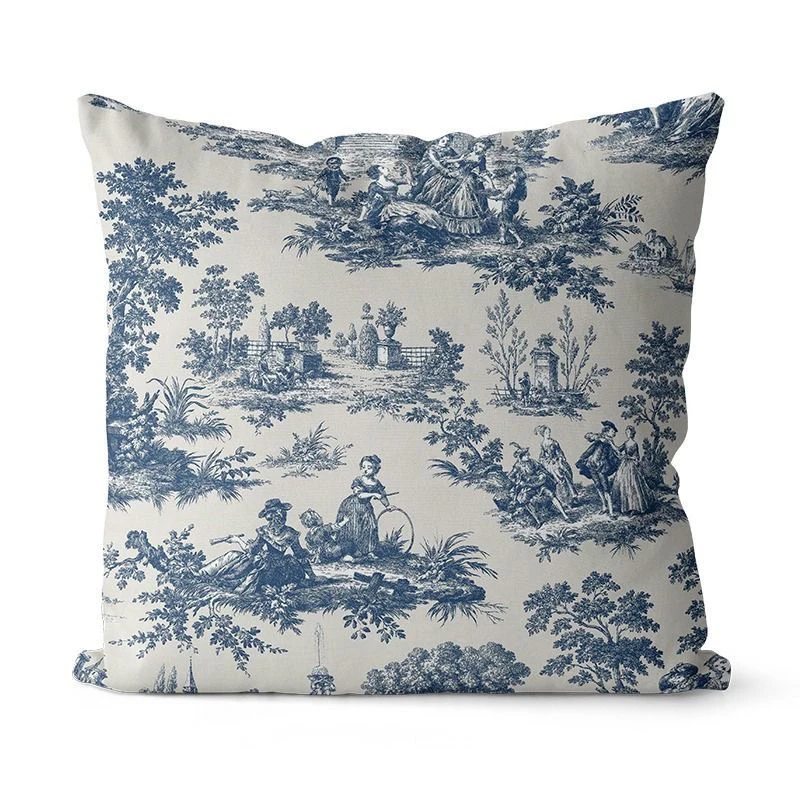 Синяя белая квадратная наволочка из полиэстера