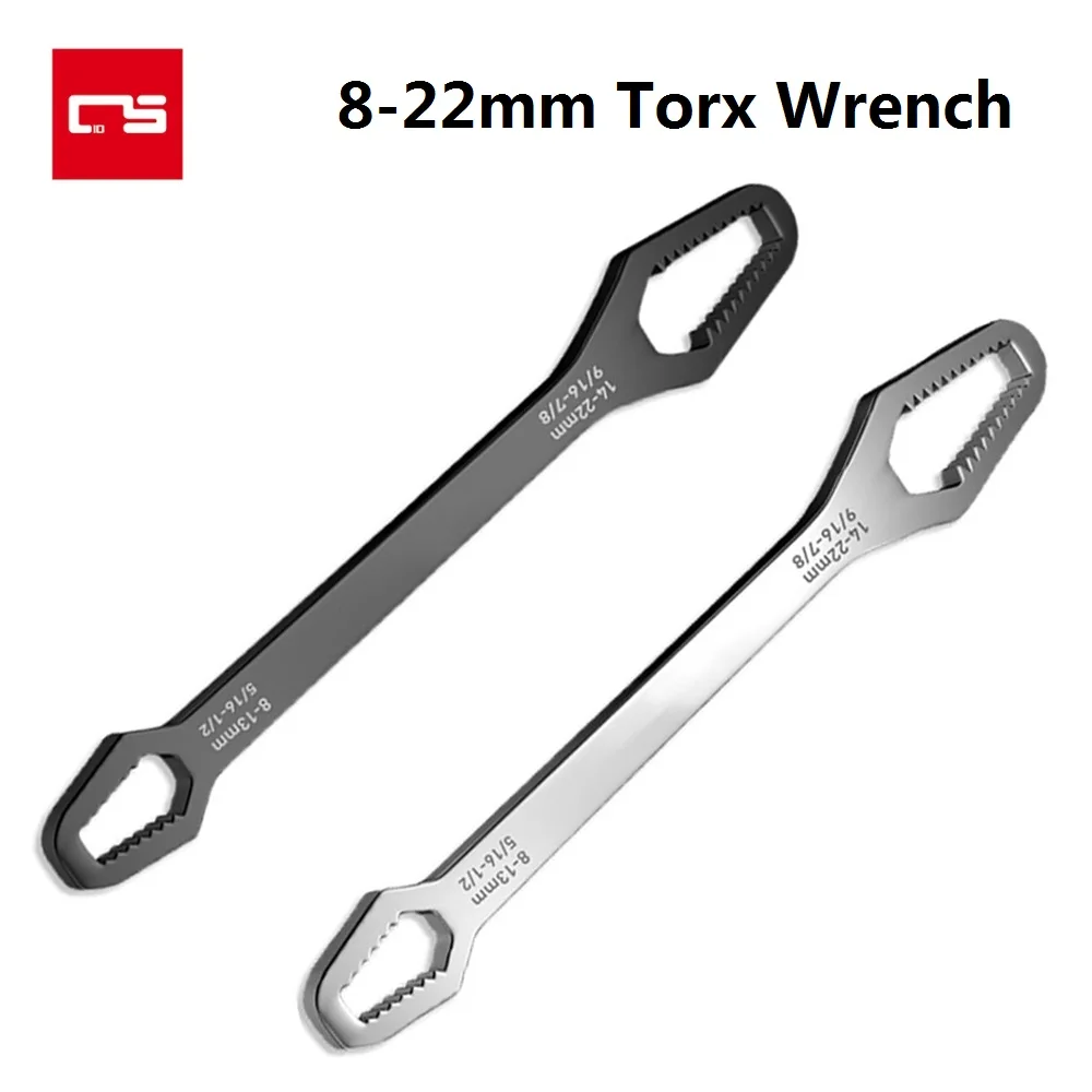 8-22mm Torx Wrench Double-Head Self-tightening Adjustable Chrome Vanadium Steel Hand Tool Universal Torx Spanner for Screws Nuts
