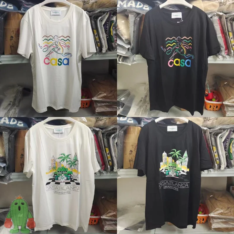 

Real Photo Casablanca Tennis Sports Colorful Letter Print T-shirt Men Women Asian Size Drop Shipping T Shirt