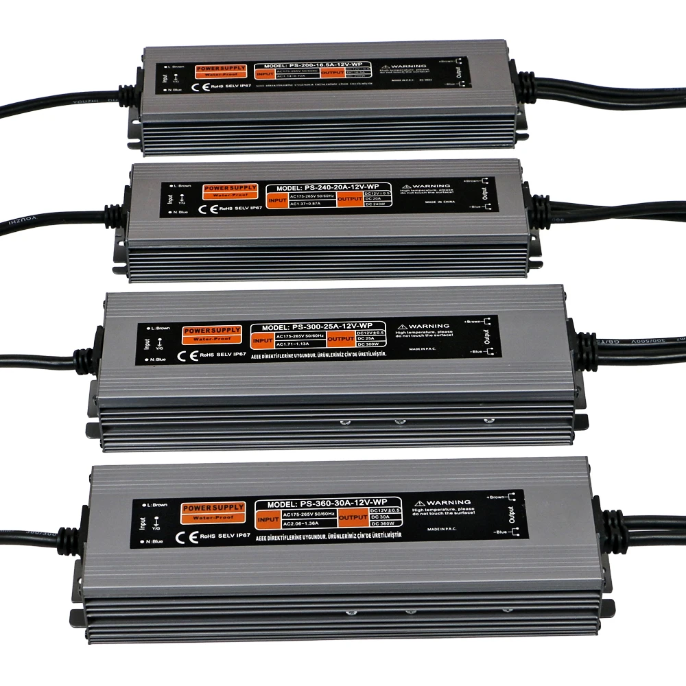 

NEW DC 12V Waterproof Power Supply IP67 Switching Lighting Transformer 60W 100W 150W 200W IP67 LED Adapter Power Driver