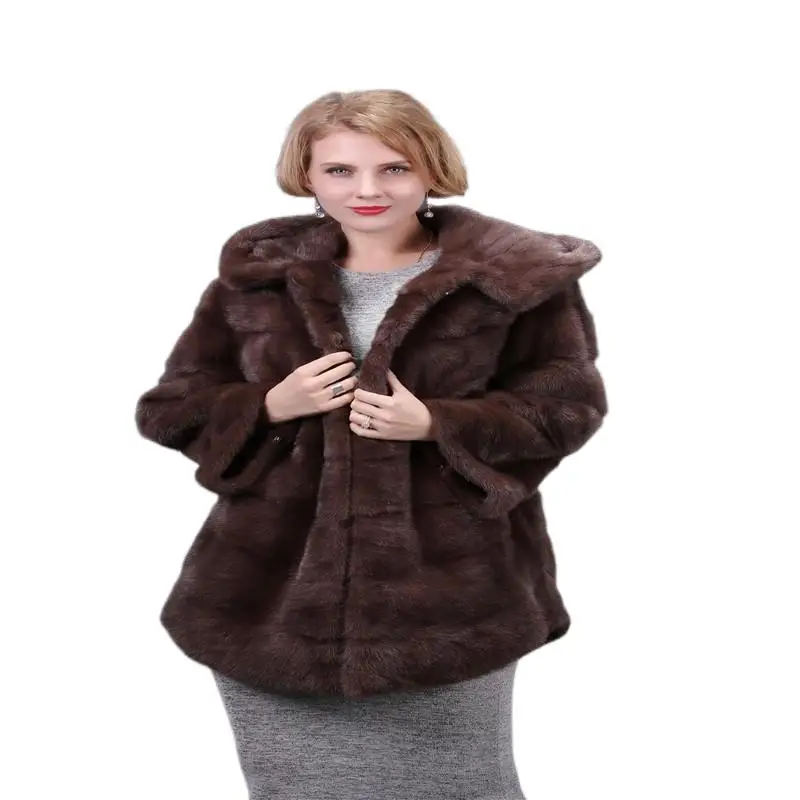 High Quality Natural Mink Fur Coats Of Women Pink Genuine Fur Parkas Thick Warm Winter Real Mink Female Jackets fourrure femme