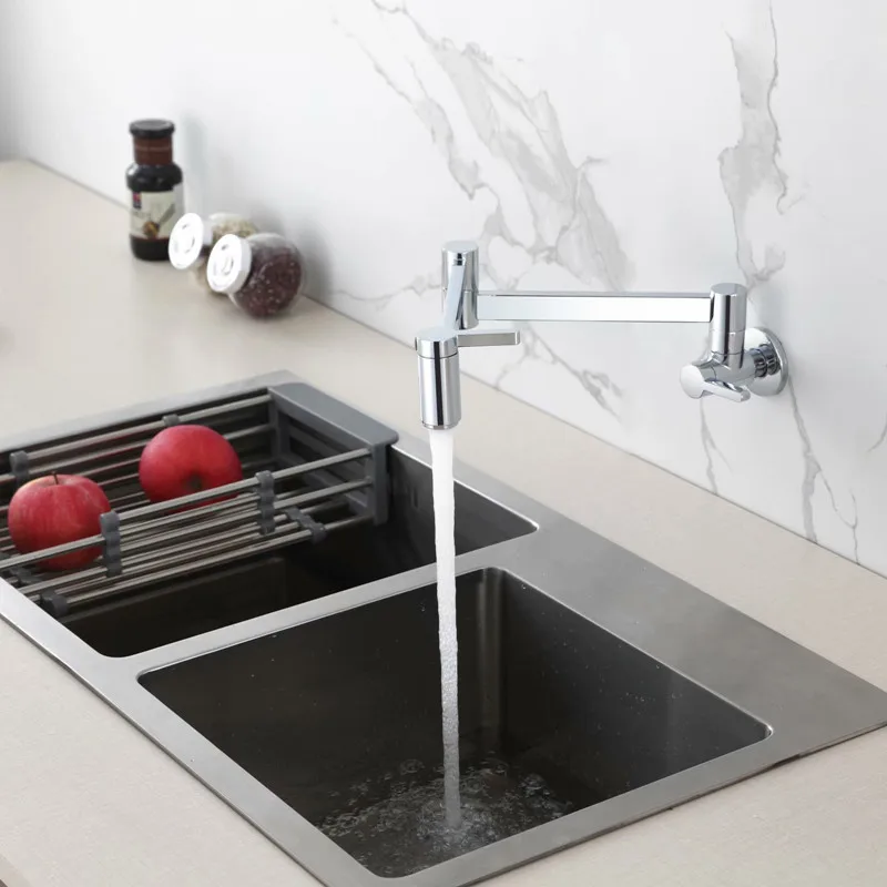 Складной медный смеситель для кухни Torneira Cozinha Parede