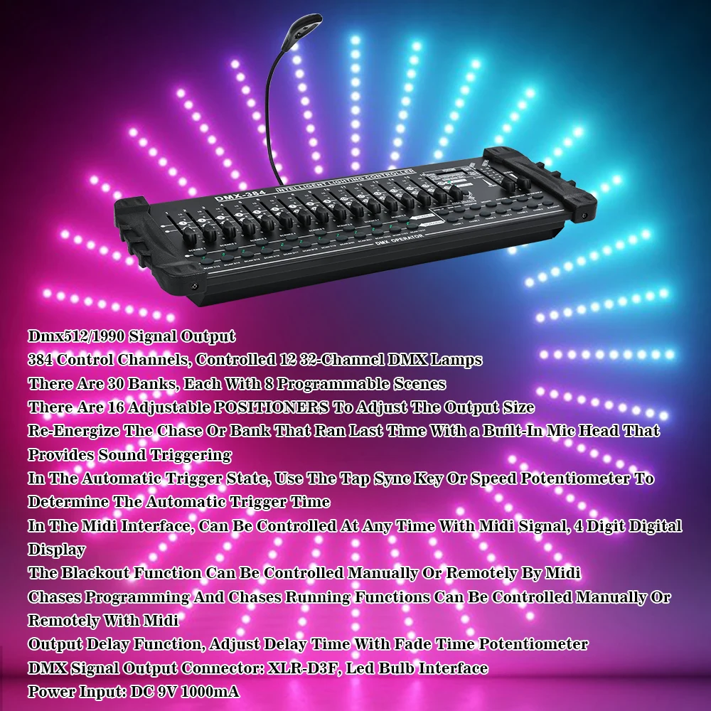 Фото 384-канальный контроллер освещения DMX512 Dj Light Controller Консольный оператор для живых концертов KTV DJs Clubs Оборудование №4