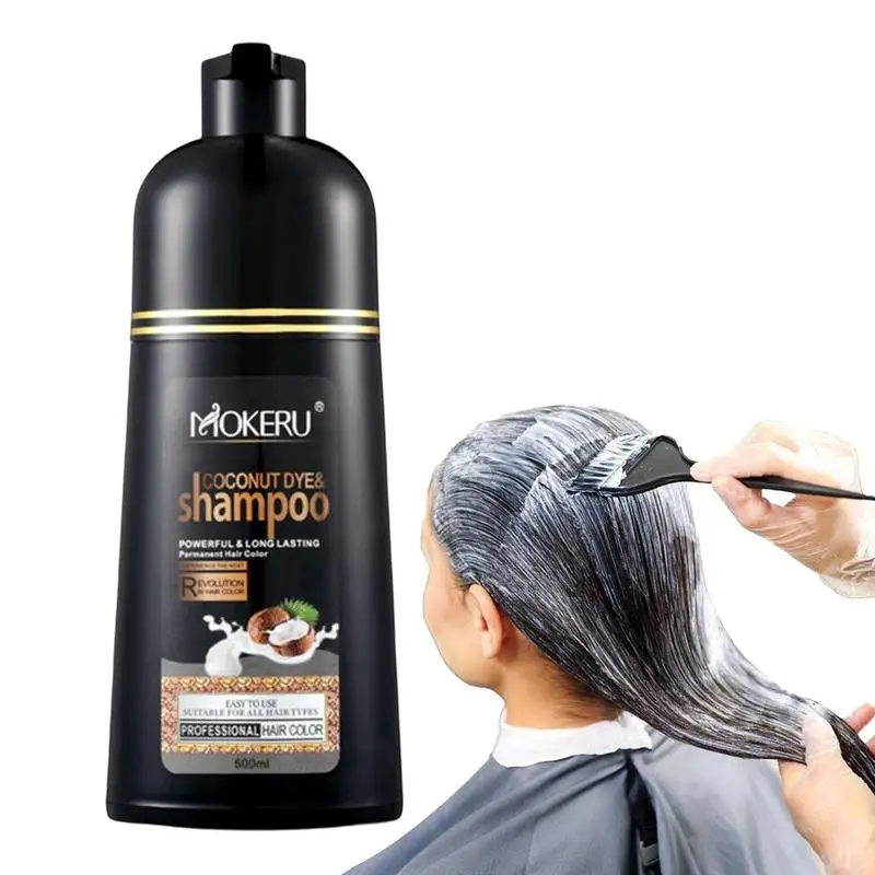 Black Instant Hair Color Shampoo For Gray Hair 500ml Dye Shampoo For Gray Hair For Men Women Long Lasting Color Black Shampoo