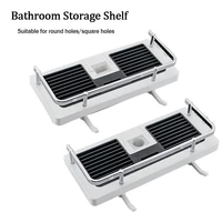shower storage rack organizer bathroom pole shelves holder shampoo tray single tier no drilling lifting rod shower head holder