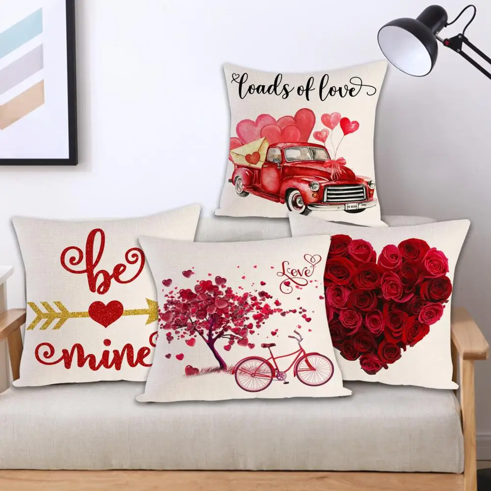 

Throw Pillowcase High Quality No Burr Lightweight Square Easy Care Love Printed Cushion Throw Case for Car