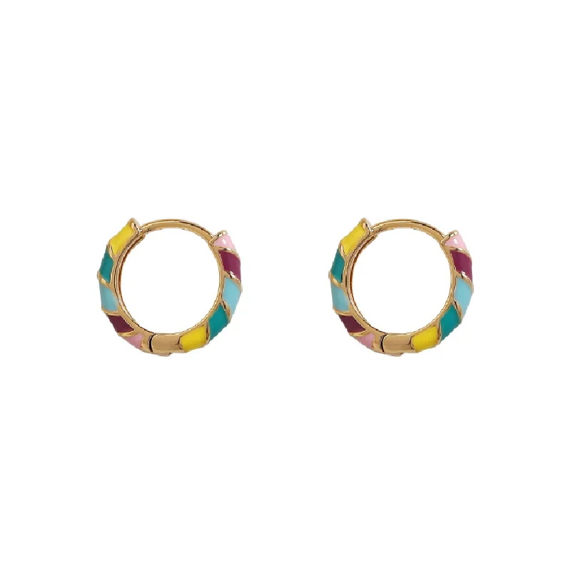 

Andralyn Vintage Gold And Silver Enamel Drip Glazed High Sense Fashion Minority Design Versatile Multi-color Cute Earrings