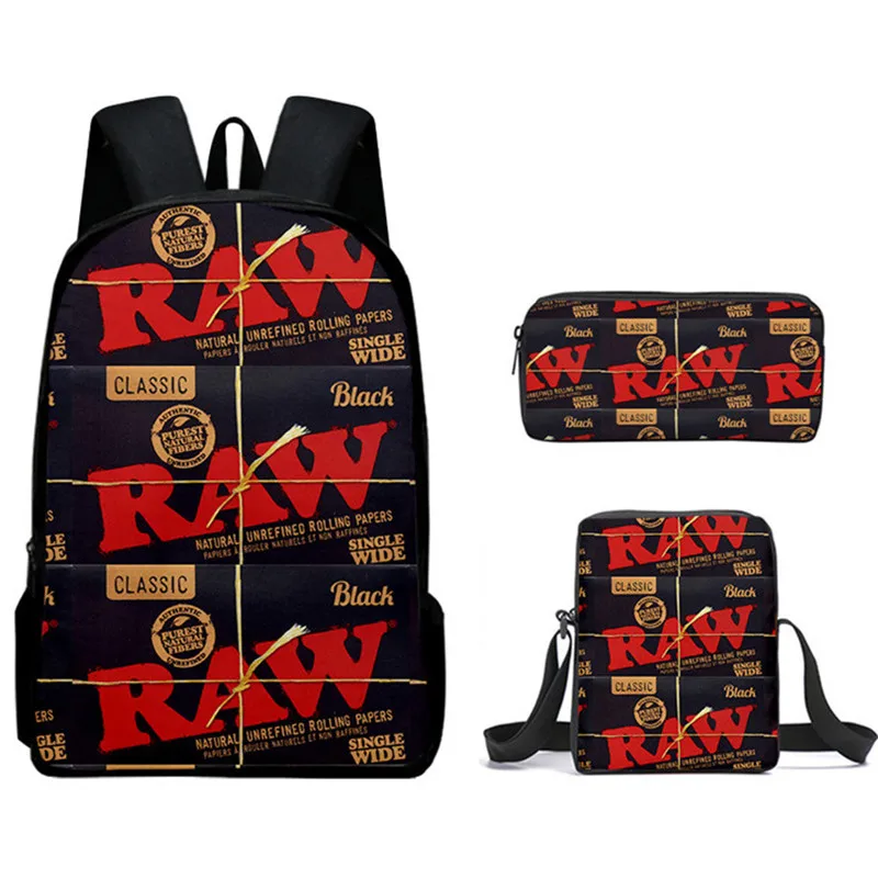 Raw Natural Rolling Papers Backpack Boys Girls Waterproof Casual Backpack Raw Tobacco Streetwear Teenagers Laptop Backpack Bags