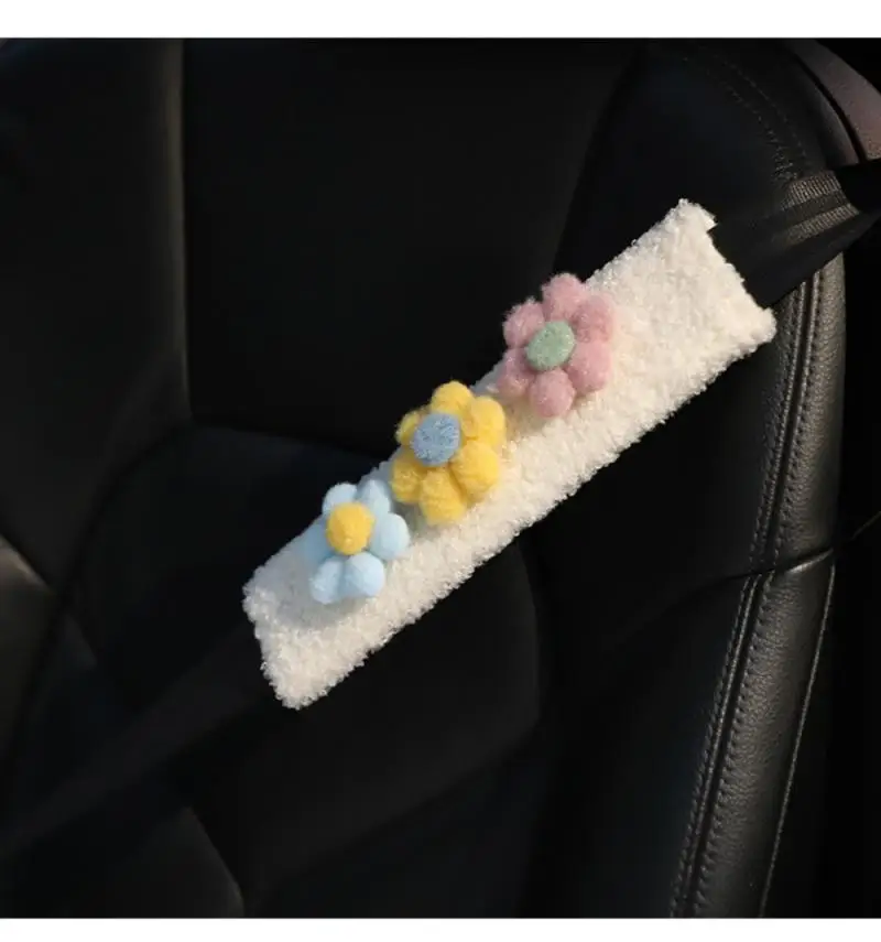 Новый стиль мягкие плюшевые цветы чехол для автомобильного ремня безопасности