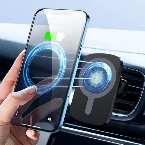Беспроводное зарядное устройство Magsafe для автомобильного телефона, магнитное автомобильное крепление для iPhone 16, 15, 14, 13, 12 Pro Max для Samsung, Huawei и многого другого