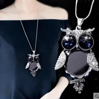 korean style sweater chain female long autumn winter fashion owl pendants necklace for women lucky stone new jewelry accessories