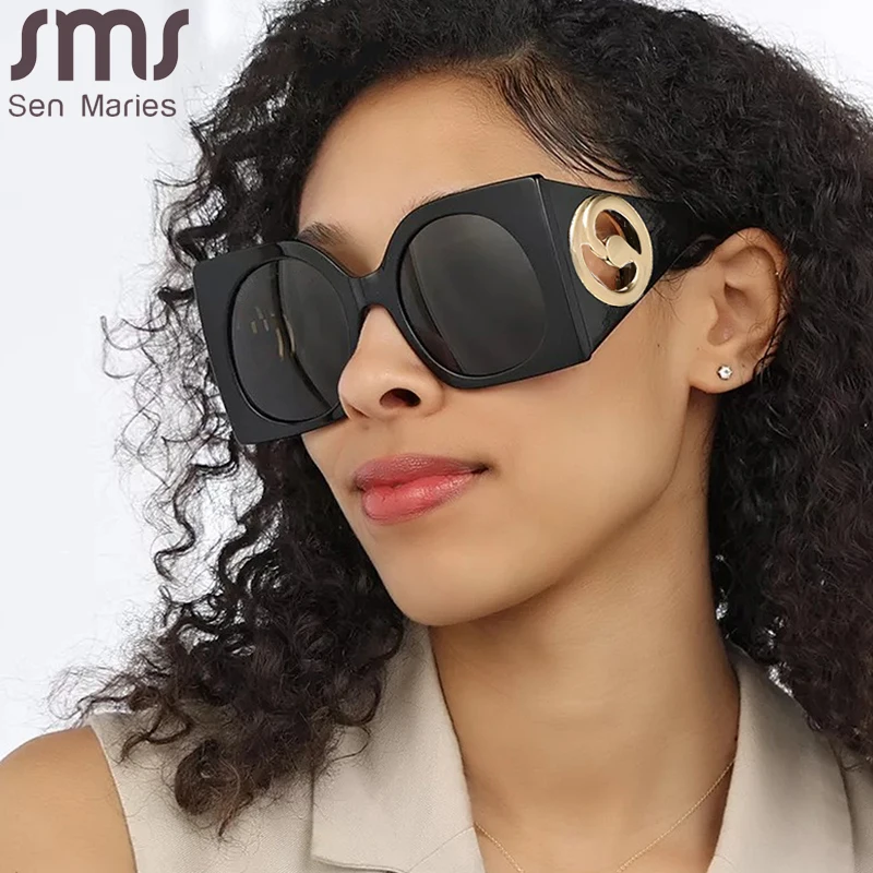 

Большие Квадратные Солнцезащитные очки в стиле стимпанк, женские и мужские брендовые дизайнерские солнечные очки в стиле панк, женские солнцезащитные очки с большой оправой, UV400