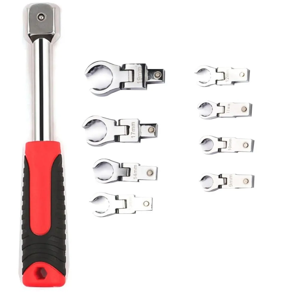 

1 Pc Ratchet Wrench Shaking Head 9/10/11/12/13/14/17/19mm Rotatable 180 ° Removable Flexible Torque Spanner Manual Tools