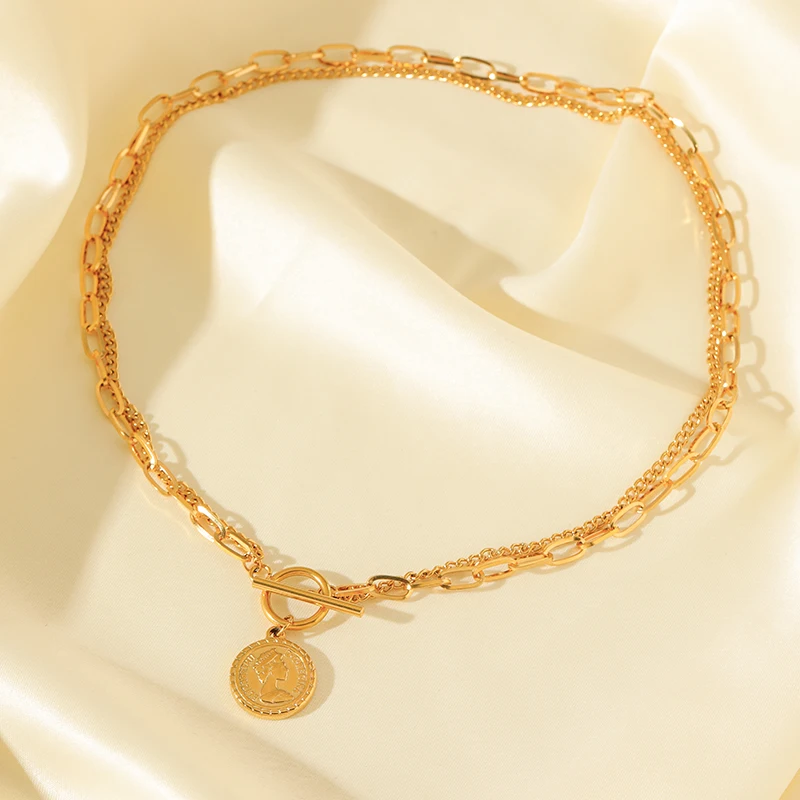 EILIECK Новая мода круглый портрет монета ожерелье браслеты набор для женщин модные