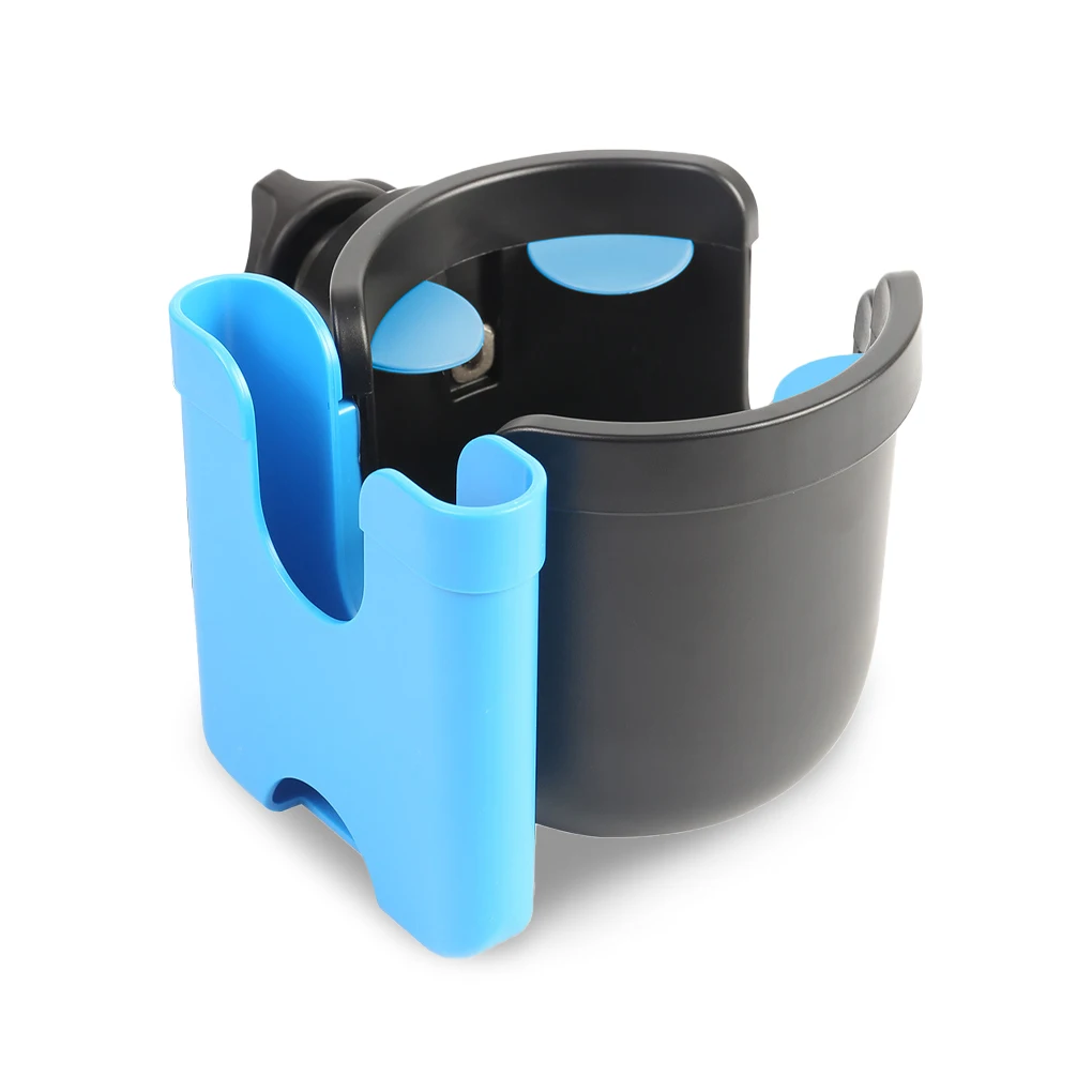 

2 in 1 Baby Stroller Cup Holder Scooter Bottle Rack Organizer Hanging 360 Degree Rotatable Phone Mount Cage Wheelchair Gray