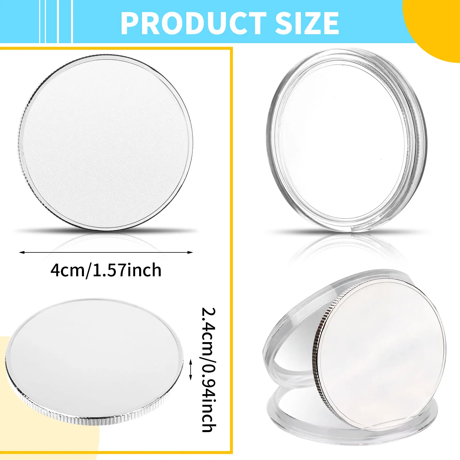 

20Pcs 40mm Blank Challenge Coin Threaded Edged 40 mm with Acrylic Protection Box Hand Personalized DIY Craft Coin