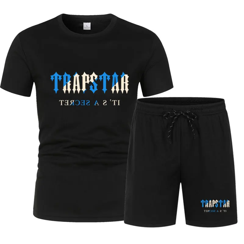 

2023 Summer men;s sets Trapstar Printed Short Sleeve T-shirt casual sports jogging shorts set fashion Street tide brand clothes