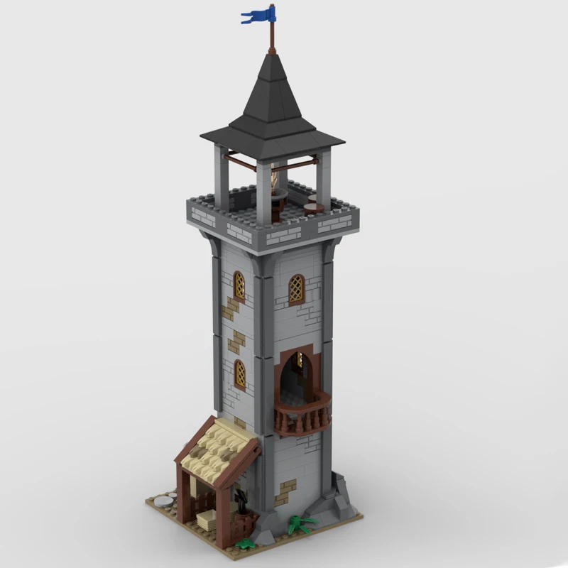 Фото MOC- 201290   Ретро строительные игрушки, средневековая часовая башня, строительный блок, модель, набор кирпичей, креативные подарки, высокое качество для взрослых, 627 шт. №2