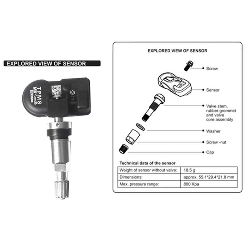 Programming TPMS Sensor 315/433MHZ Universal 2 In 1 Mx-Sensor Tire Pressure Monitor System Repair Tool For-Autel