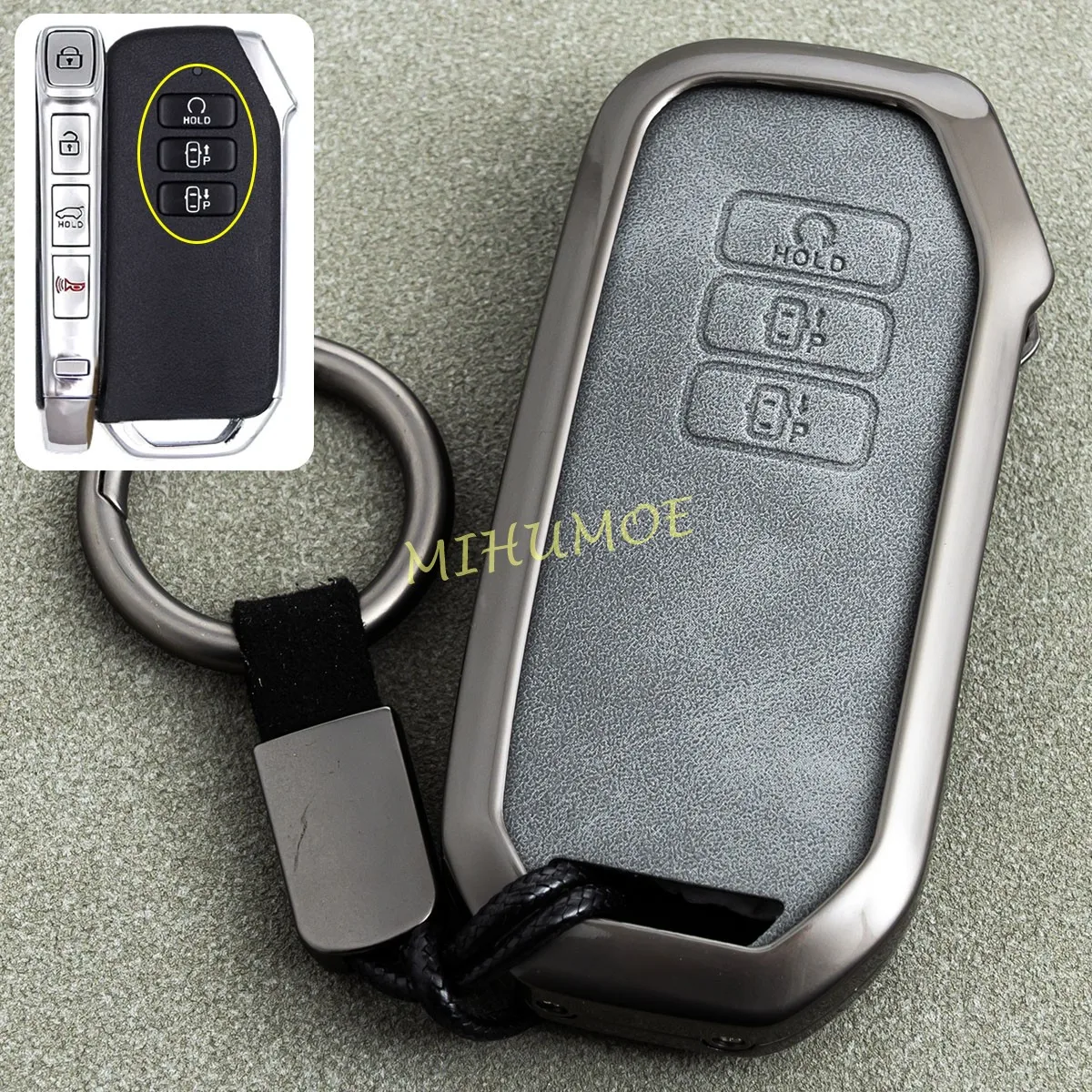 

Металлический кожаный автомобильный брелок для ключей, чехол для ключей, кольцо для ключей для Kia Sportage K5 K8 EV6 Sorento Niro Optima Seltos 6 7 кнопок входа в парке