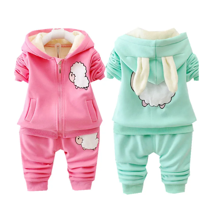 

2021 Warm Girls Clothing Set Fall Winter Thick Plush Baby Toddler Clothing Sets For Babies Sweatshirt wws007