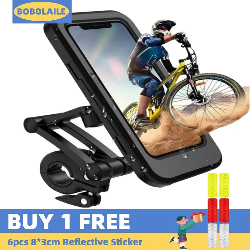 360°Rotation Waterproof Bike Phone Mount Cell Phone Holder for Motorcycle and Bike Handlebars with TPU Touch