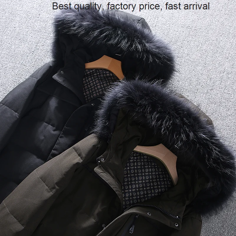 High quality luxury brand Colorblock Short White Duck Down Stand Collar Warm Thick Men's Detachable Hat Casual Parker Padded Jac