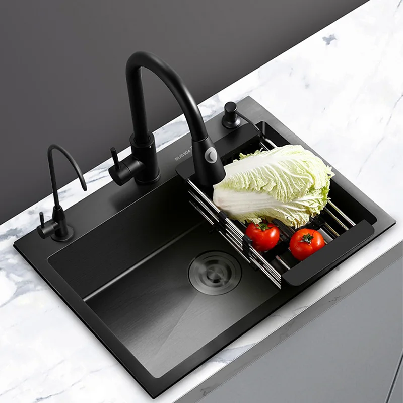 

Черный цвет, квадратные матовые кухонные принадлежности, высококачественные большие одиночные смесители для умывальника, кухонные смесители
