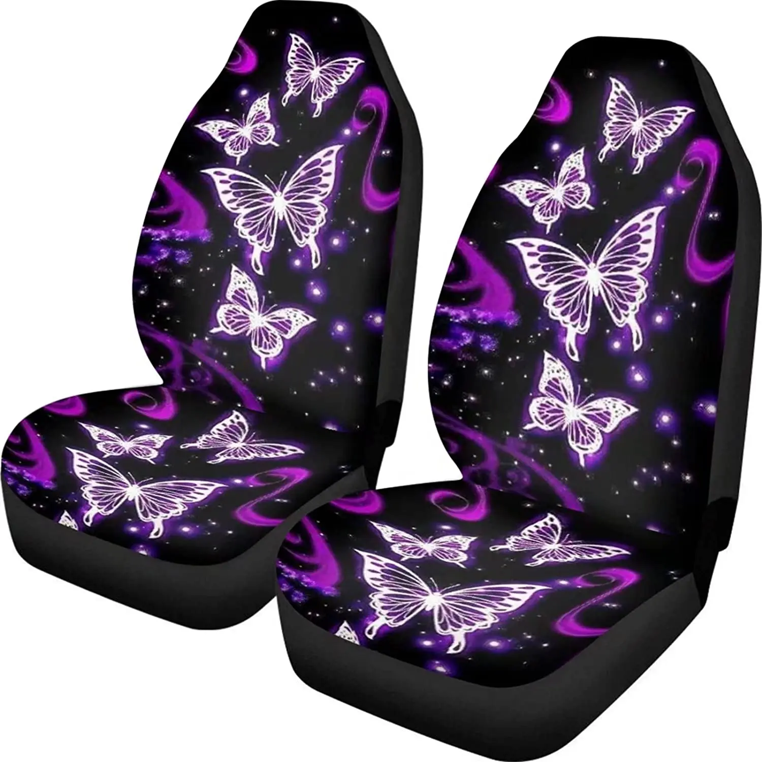 

Набор из 2 чехлов для автомобильных сидений, эластичный ковер с Цветочным Рисунком бабочки, универсальный защитный чехол для передних сидений автомобиля, внедорожника, седана