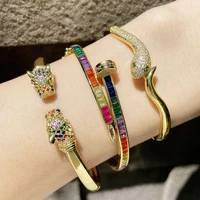 temperament personality inlaid color zircon nail bracelet female european and american animals snake leopard head open bracelet