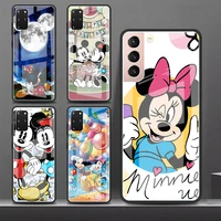 glass case for samsung galaxy s22 ultra s21 fe s20 plus s10 lite s10e note 20 10 tempered phone cover lovely minnie mickey mouse