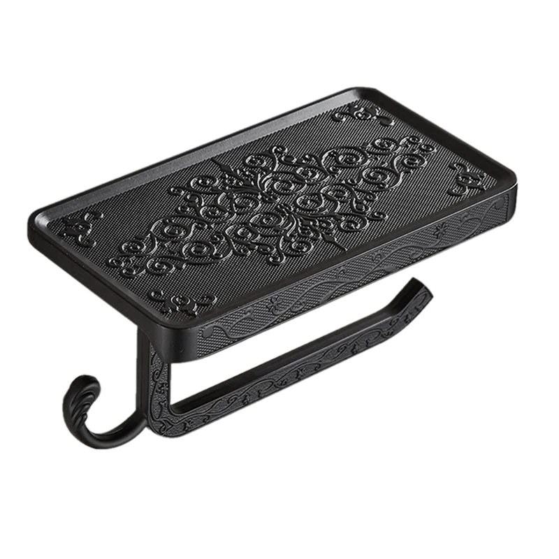 

Bathroom Rack Bronze Carved Toilet Paper Holder With Phone Holder Wall Mounted Bathroom Paper Holder