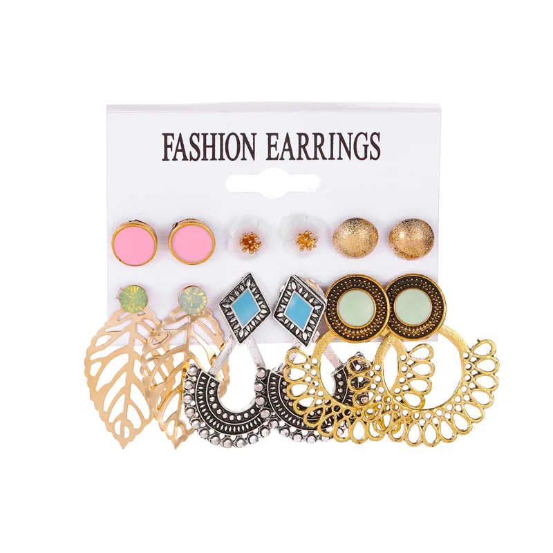 Серьги-подвески женские в богемном ретро-стиле 6 пар |