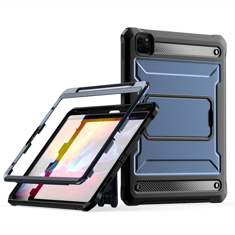 

Для iPad Pro 11 чехол двухслойный сверхмощный ПК + ТПУ чехол для планшета с защитой от падения с держателем для карандаша для iPad Pro 12,9 2021