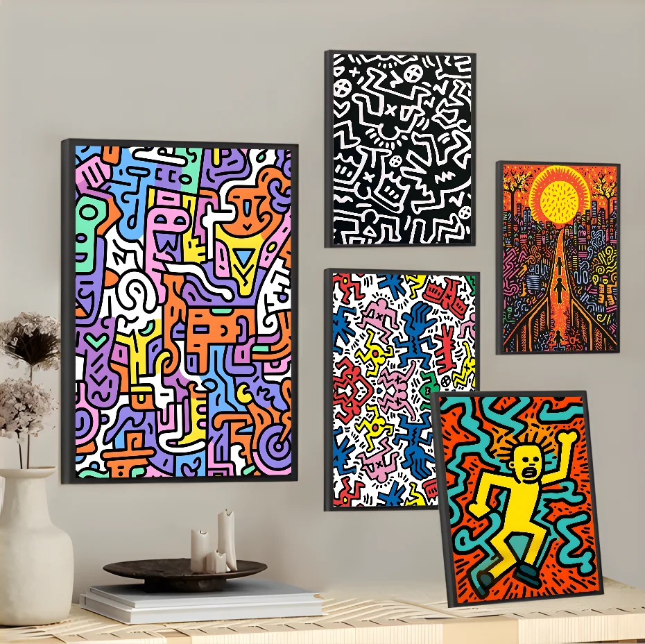 K-Keith-H-Haring Cool Fashion trends art Poster Home living room Wall Art Garage Room Decor