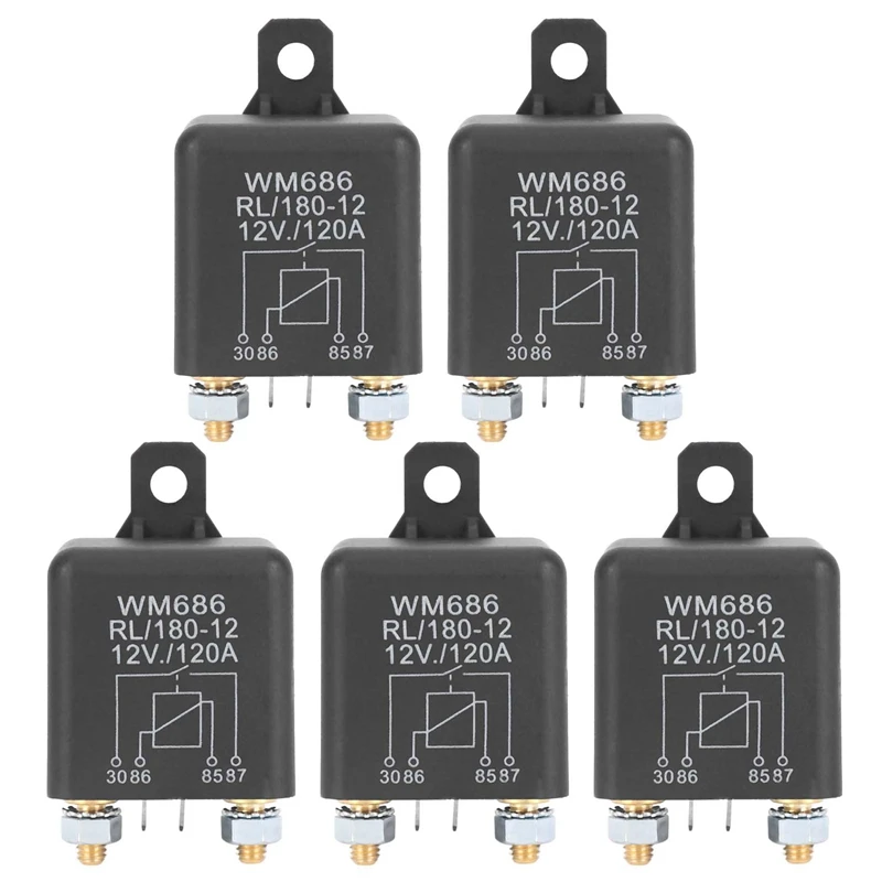

5X DC 12V Relay Battery Isolating Relay 12V / 120A Peak Load For Car Trucks Car (12V / 120A)