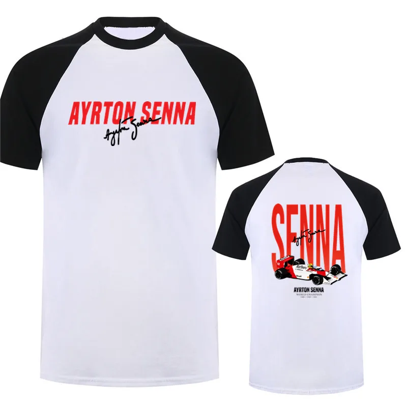 Фото Футболка Sennacars Ayrton Senna, унисекс, крутая футболка, белая хлопковая футболка большого размера, повседневные топы, футболка HJ-025 №3