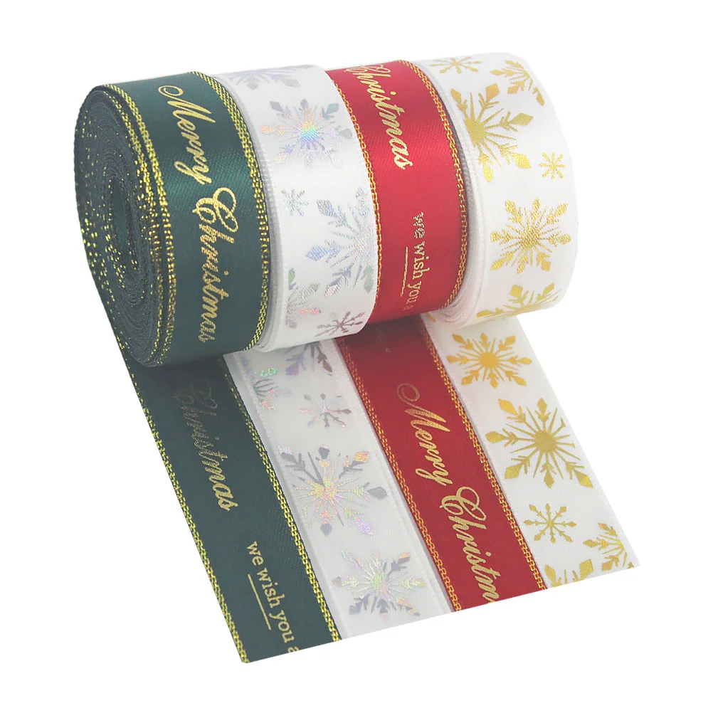 

4 Rolls Christmas Ribbon Gift Packaging Ribbon Wrapping Ribbon (Mixed Style)