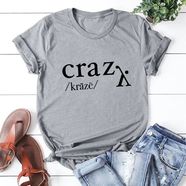 

CRAZY/KRAZE Tide Tee Shirt Shirt Tops for Woman Tshirt Summer T-shirts Woman