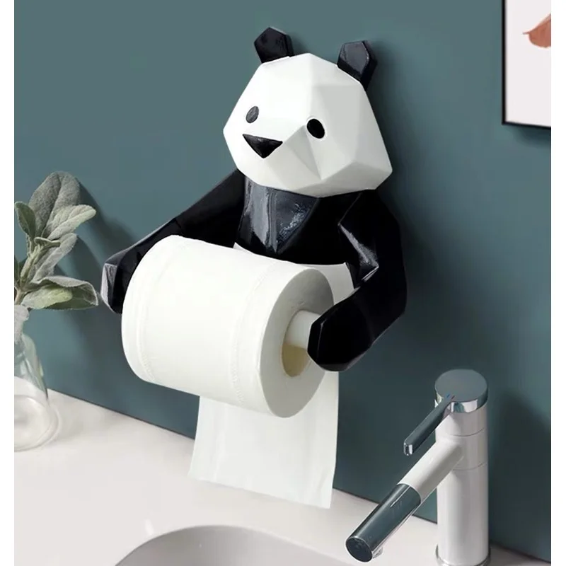 

Resin Panda Figurin Roll Toilet Tissue Holder Box Wall Mounted Bathroom Tissue Holder Paper Tissue Box Holder Tissue Decoration
