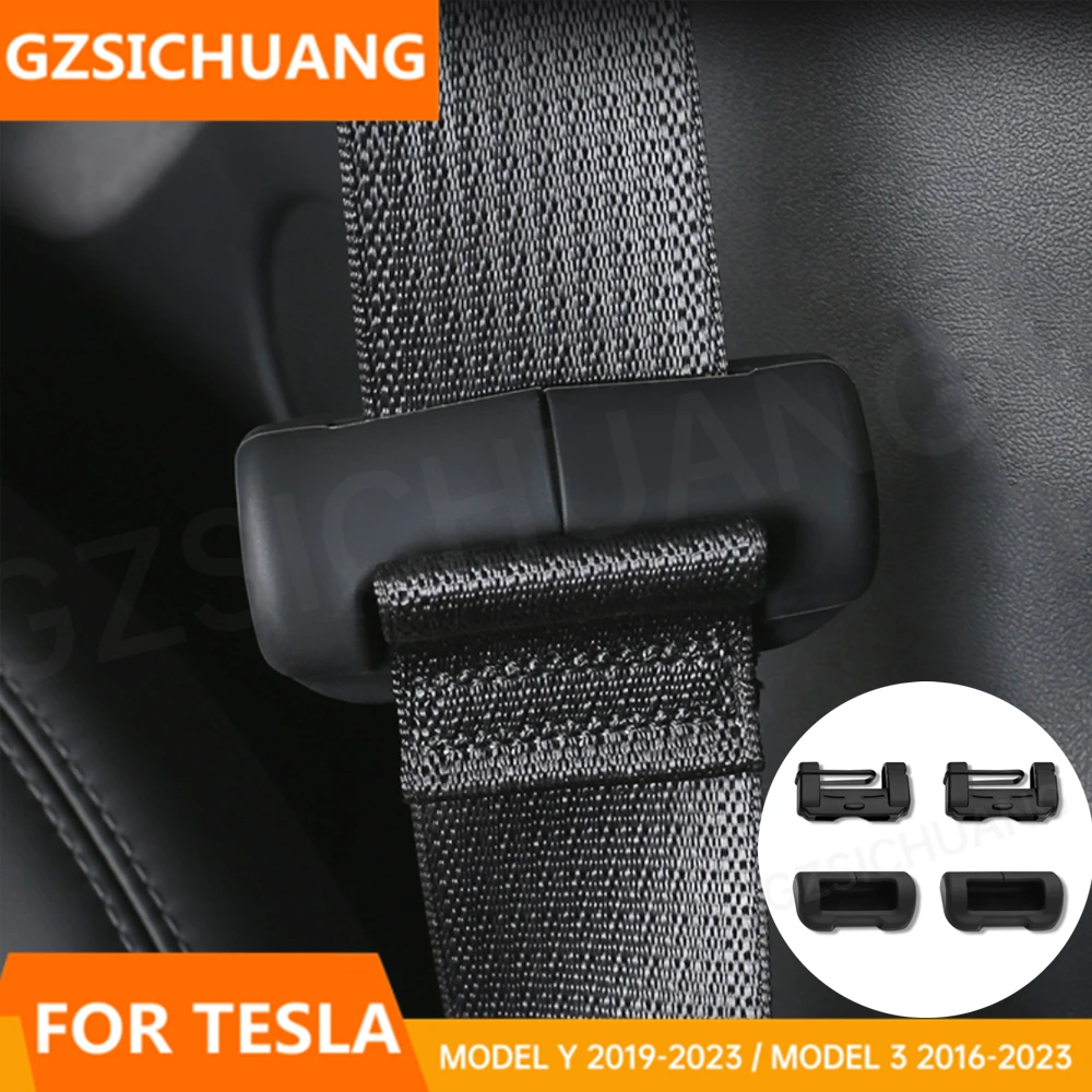 

4pcs Car Safety Belt Buckle Covers Anti-Scratch Silicon Seat Belt Clips Cover Protector For Tesla Model 3 Model Y 2021 2022 2023