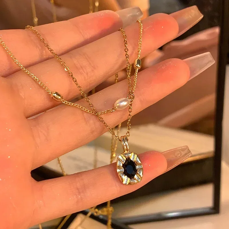 Изысканное Двухслойное черное раннее ожерелье для женщин персонализированные