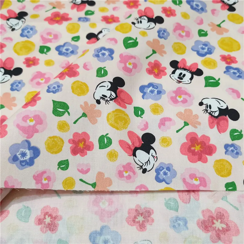 Ширина 160 см ткань из поплина и хлопка с принтом Минни мультфильма цветок Диснея