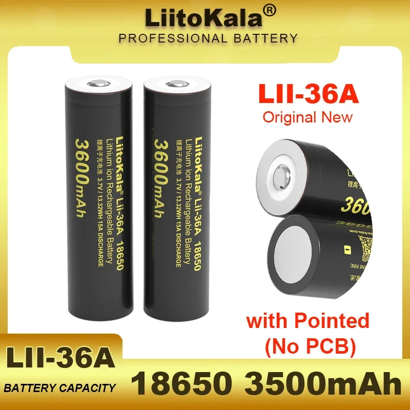 100% оригинальная новая литиевая аккумуляторная батарея LiitoKala Lii-36A 18650 3600 мАч 3 7 В с